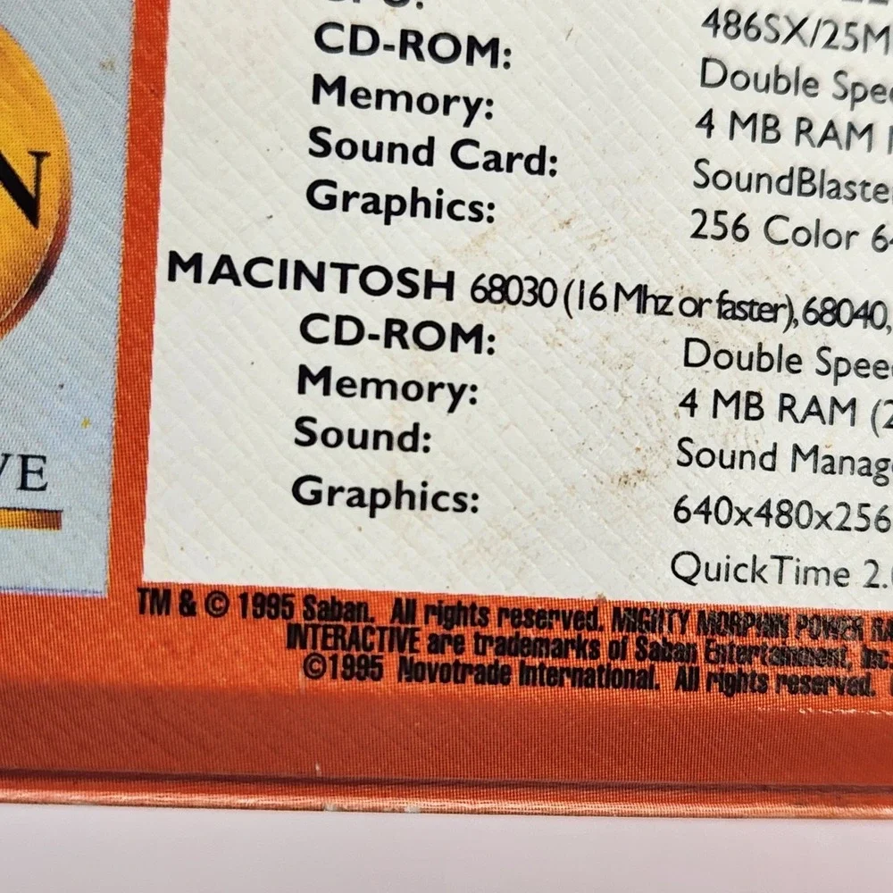 Mighty Morphin Power Rangers Print Kit CD-ROM 1995‎ Saban PC Mac